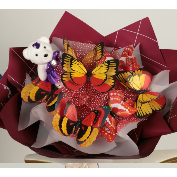 ışıklı kelebek buket